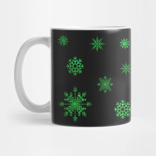 Bright Green Faux Glitter Snowflakes Mug